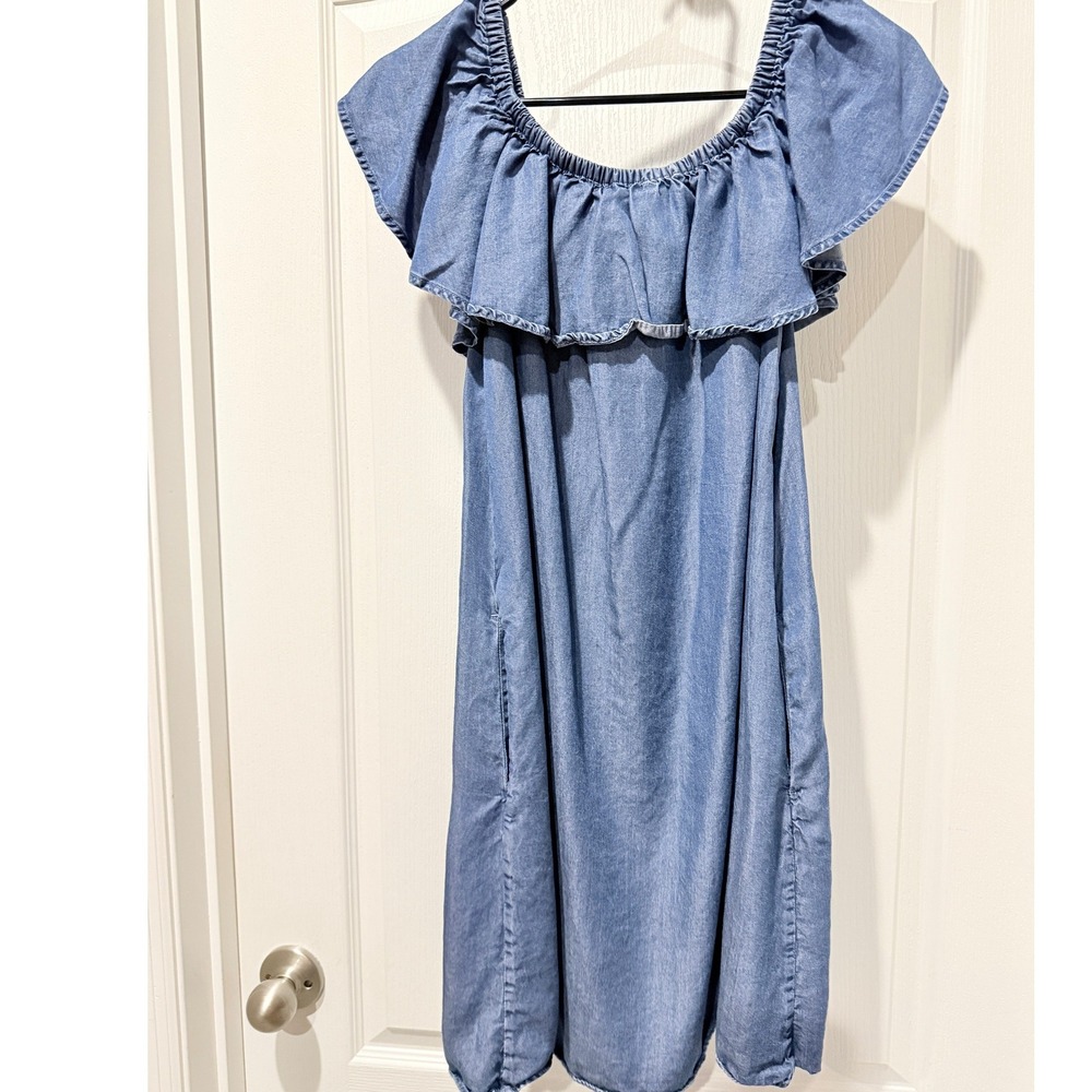 Philosophy Republic Clothing Tencel Ruffle Off Shoulder Dress Medium Pocket